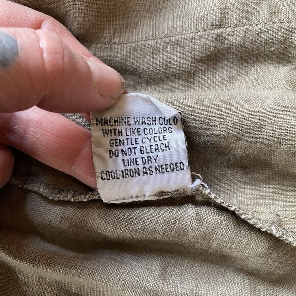 Y2K Yank 100% Linen Button Up Collared Blouse. Pockets! Sleevless. Size Medium. - Picture 14 of 16